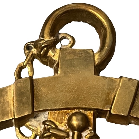 Vintage Solid Brass Ships Anchor Nautical Framed Mirror - Picture 5 of 9